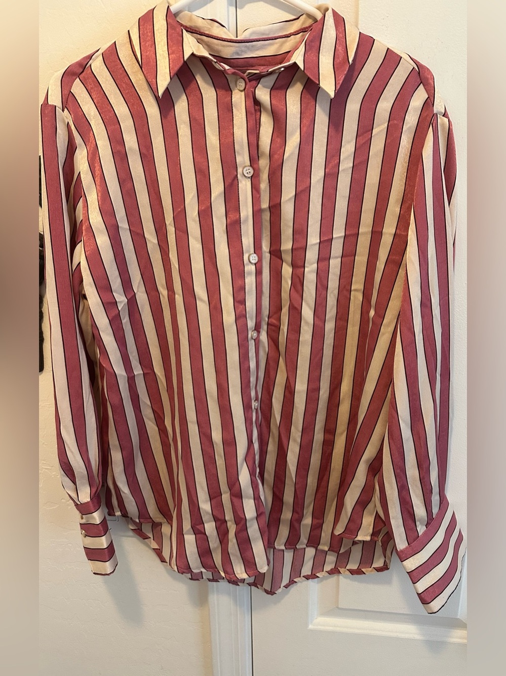 Zara ladies striped button down blouse size medium